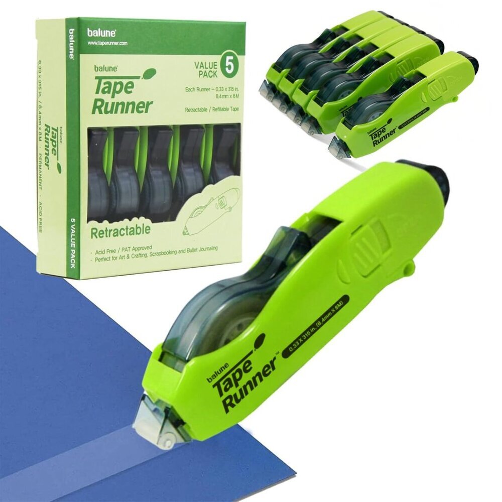 Double Sided Adhesive with Dispenser Roller Included - Acid Free, Sticky, Transp